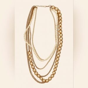The Limited Faux Pearl & Chain Necklace NWOT